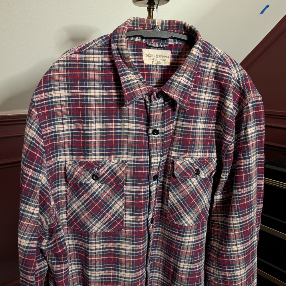 Denim & Supply Ralph Lauren Vintage Red and Blue Plaid Flannel Shirt - Picture 2 of 9